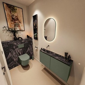 Mondiaz Ture DLux toiletmeubel 100cm army met wastafel lava links zonder kraangat