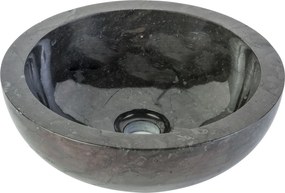 Sanigoods Ellie waskom rond gepolijst 35x12cm zwart marmer