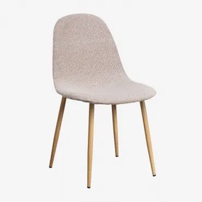Silla De Comedor En Tela Bouclé Glamm Deluxe Natuurlijk Hout & Bouclé Roze - Sklum