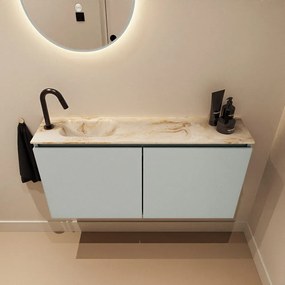 Mondiaz Ture DLux toiletmeubel 100cm greey met wastafel frappe links met kraangat