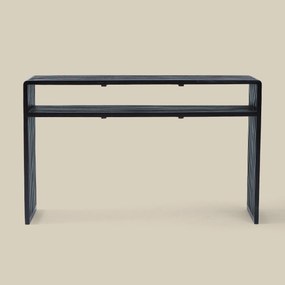 Wandtafel Zwarte Teak Latjes - 130 X 30cm.