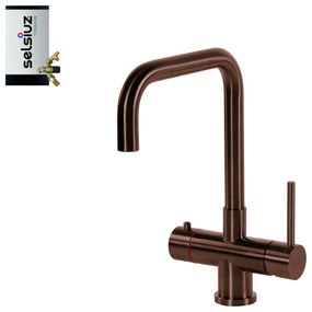 Selsiuz Inox kokend water kraan met titanium combi extra boiler en U-uitloopkraan copper