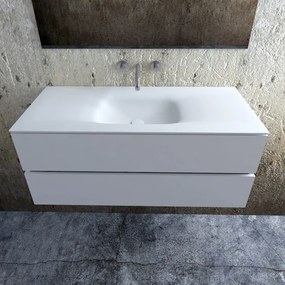 Zaro Valencia Solid Surface badmeubel 120cm mat wit zonder kraangat spoelbak midden