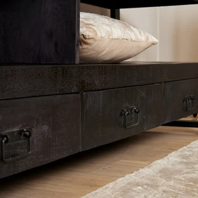 Starfurn Boaz Black Tv-meubel Van Zwart Mangohout 180 Cm - 177x51x36cm.