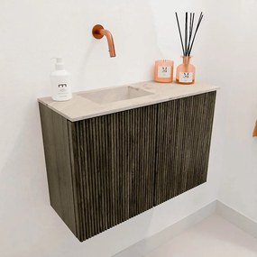 Mondiaz Joya DLux 60cm toiletmeubel shadow met wastafel faye links zonder kraangat frappe