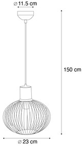 Moderne draad hanglamp zwart met beige 23cm - Gila Modern E27 rond Binnenverlichting Lamp