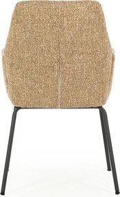 Eleonora Indy Stoel Met Armleuningen Mosterd Geweven Stof