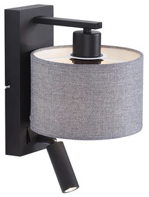 Moderne wandlamp zwart met grijs rond en leeslamp - Puglia