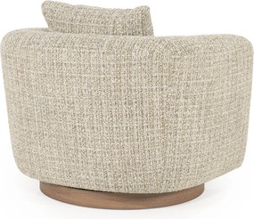Draaibare Fauteuil Taupe Met Walnoot Hout
