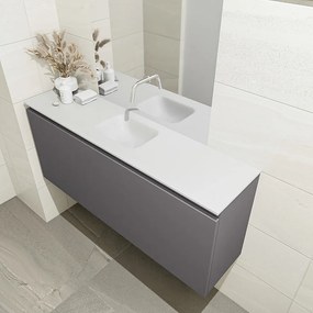 Mondiaz Olan 120cm toiletmeubel dark grey met wastafel talc midden geen kraangat