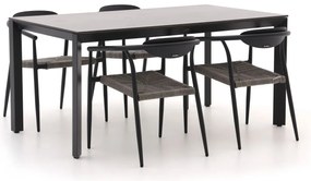 Diningset Manifesto  | 4 personen sintered stone | Tuinset stapelbaar | 5-delig | Kees Smit Tuinmeubelen