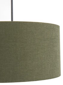 Stoffen Eettafel / Eetkamer Hanglamp zwart met groene kap 50 cm - Combi 1 Modern E27 rond Binnenverlichting Lamp
