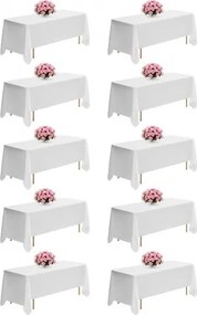 VEVOR 10 x Tafelkleed Tafellinnen 1778x3048 mm, Herbruikbare Tafelkleedbeschermer, Machinewasbaar Tafelkleed Gemaakt van Polyester Stof voor Feesten Bruiloften Banketten Formele Evenementen, Wit