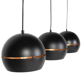 Smart hanglamp zwart met gouden binnenkant 3-lichts incl. Wifi ST64 - Buell