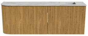 Mondiaz Joya DLux 110cm toiletmeubel ronding links oak met wastafel faye rechts zonder kraangat glace