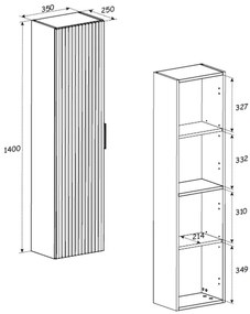 Comad Adele Oak FSC kolomkast 35x25x140cm eiken