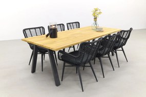 Jasmine Black/Taste Ambassador 6-persoons dining tuinset 240x100 cm. - Teak