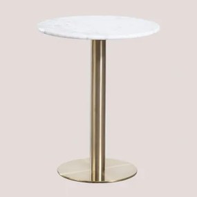 Cosmopolitan Ronde Marmeren Bartafel Wit Marmer Guangxi & Ø60 Cm & Champagne Goud - Sklum