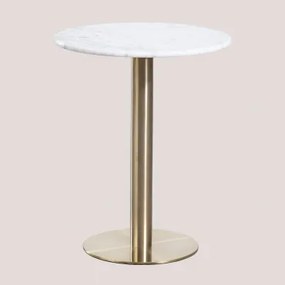 Ronde Bartafel Van Natuurlijk Steen Xiren Wit Marmer Guangxi & Ø60 Cm & Champagne Goud - Sklum