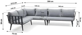 Hoek loungeset 5 personen Aluminium Grijs  De Laan Projects