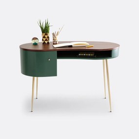 vintage bureau met laagje notelaar, Topim