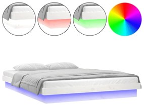 vidaXL Bedframe LED massief hout wit 120x190 cm 4FT Small Double