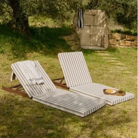 Set Van 2 Idaira Acaciahouten Ligstoelen Gardenia Wit - Beige Amandelroos & Donker Acaciabruin - Sklum