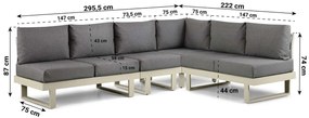 Hoek loungeset 6 personen Aluminium Taupe  Lifestyle Garden Furniture Lorenzo