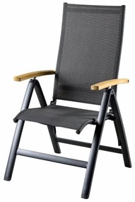 Celina standenstoel verstelbaar aluminium antraciet met armleuning teak