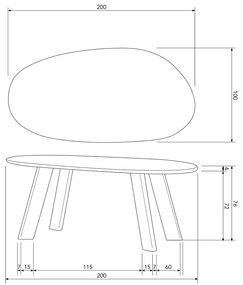 BePureHome Roundly Organische Eettafel Walnoot - 200 X 100cm.