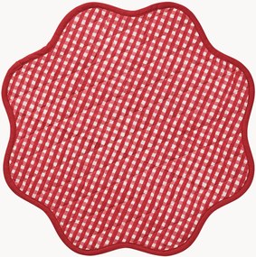 Ronde placemat Scallop met ruitjespatroon