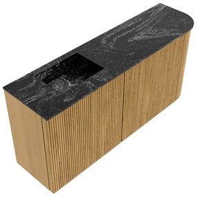 Mondiaz Joya DLux 90cm toiletmeubel ronding rechts oak met wastafel faye links 1 kraangat lava