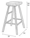 House of Rebels Counter Barkruk - 65 cm - Nienke - Zwart - Eiken - House of Rebels