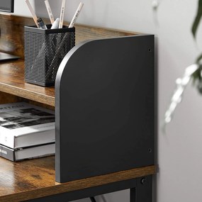 Nancy's Hibbing Kantoorset - Bureau - Rolwagen Met 3 Lagen - Monitorstandaard - Kabelmanagement - Staal - Bruin - Zwart - Industrieel