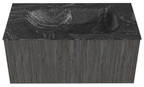 Mondiaz Kurve-dlux 90cm badmeubel shadow met 1 lade en wastafel big small midden zonder kraangat lava