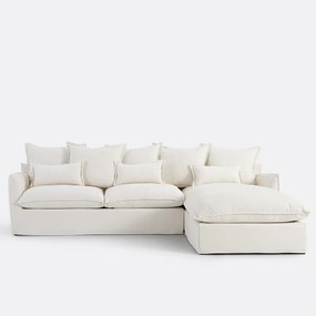 Hoekbank rechts, omvormbaar, met afneembare hoezen, 4-zits, in gemêleerd polyester, ODNA