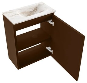 Mondiaz Ture DLux toiletmeubel 40cm rust met wastafel frappe rechts zonder kraangat