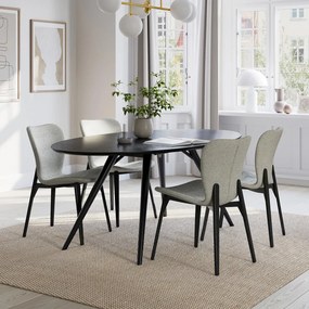 Dan-Form Paragon Design Eetkamerstoel Grijsbruin Boucle Met Zwart Essen