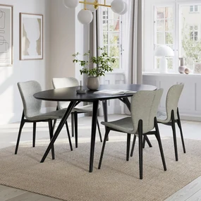 Dan-Form Paragon Design Eetkamerstoel Grijsbruin Boucle Met Zwart Essen
