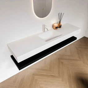 Zaro Alan badmeubel 170cm met planchet urban en vrijhangende wastafel cloud midden 1 kraangat talc