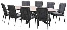 Garden Impressions Aleria tuinset 9-delig - Tulli tuintafel 280x140xH75 cm - light teak vironwood
