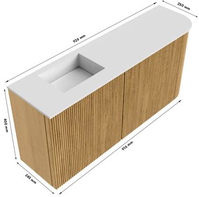 Mondiaz Joya DLux 90cm toiletmeubel ronding rechts walnut met wastafel faye links zonder kraangat opalo