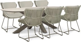 Tuinset 6 personen 240 cm Rope Taupe Santika Furniture Santika