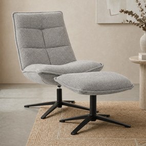 Eleonora Marcus Fauteuil Met Hocker Lichtgrijs Boucle