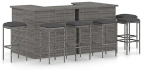 vidaXL 8-delige Tuinbarset met kussens poly rattan grijs