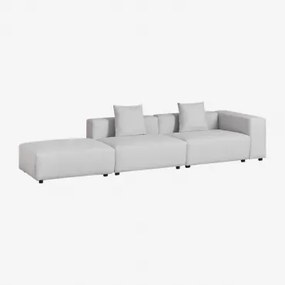 Bruna Modulaire Hoekbank Met Hoge Armleuning En Poef ↔︎345 Cm Stof Gris Glacial - Sklum