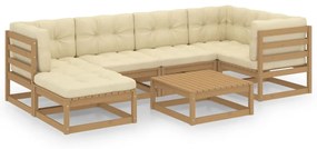 vidaXL 7-delige Loungeset met kussens massief grenenhout