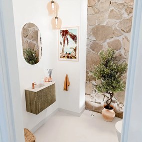 Mondiaz Joya DLux 60cm toiletmeubel ronding rechts dusk met wastafel faye links 1 kraangat meli