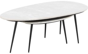 Goossens Salontafel Enzo ovaal, marmer wit, elegant chic, 110 x 40 x 55 cm