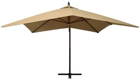 vidaXL Zweefparasol met houten paal 300 cm taupe